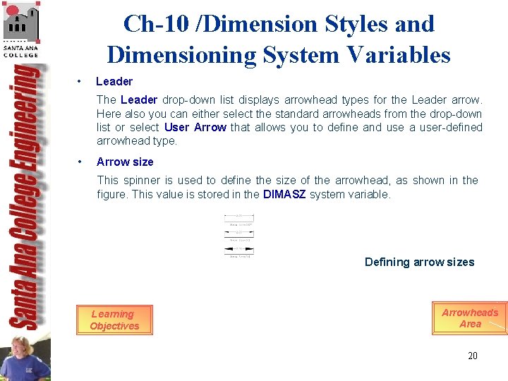 Ch-10 /Dimension Styles and Dimensioning System Variables • Leader The Leader drop-down list displays Ch-10 /Dimension Styles and Dimensioning System Variables • Leader The Leader drop-down list displays
