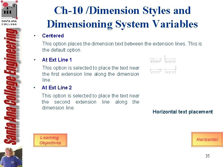 Ch-10 /Dimension Styles and Dimensioning System Variables • Centered This option places the dimension Ch-10 /Dimension Styles and Dimensioning System Variables • Centered This option places the dimension