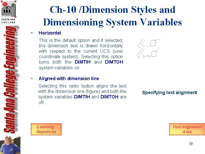 Ch-10 /Dimension Styles and Dimensioning System Variables • Horizontal This is the default option Ch-10 /Dimension Styles and Dimensioning System Variables • Horizontal This is the default option