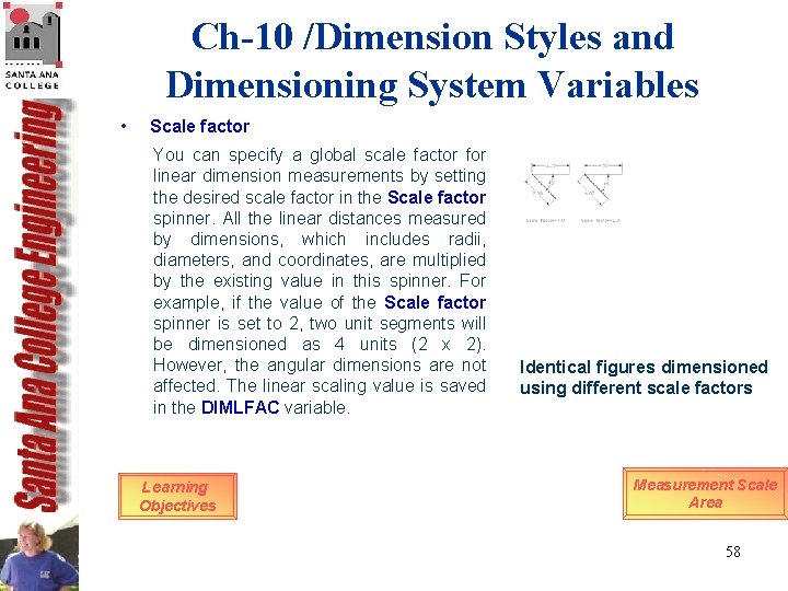Ch-10 /Dimension Styles and Dimensioning System Variables • Scale factor You can specify a Ch-10 /Dimension Styles and Dimensioning System Variables • Scale factor You can specify a