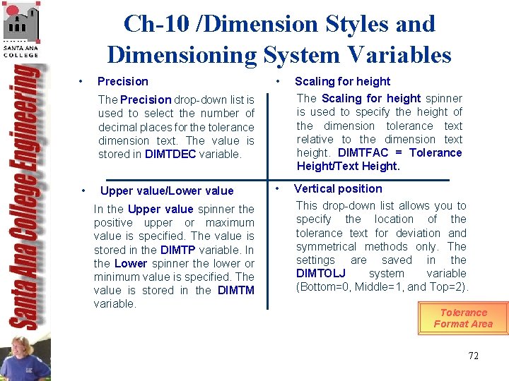 Ch-10 /Dimension Styles and Dimensioning System Variables • Precision • The Scaling for height Ch-10 /Dimension Styles and Dimensioning System Variables • Precision • The Scaling for height