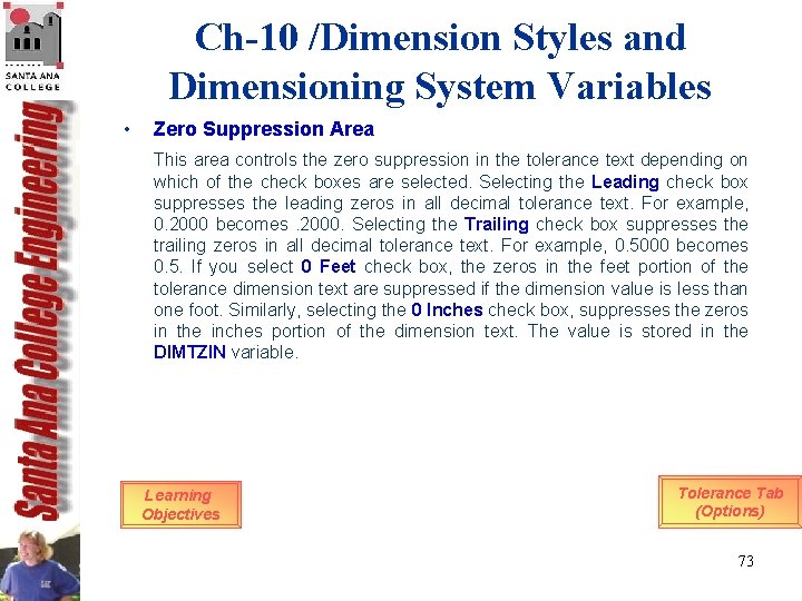 Ch-10 /Dimension Styles and Dimensioning System Variables • Zero Suppression Area This area controls Ch-10 /Dimension Styles and Dimensioning System Variables • Zero Suppression Area This area controls