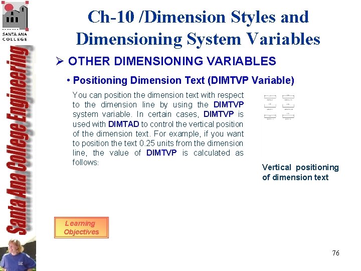 Ch-10 /Dimension Styles and Dimensioning System Variables Ø OTHER DIMENSIONING VARIABLES • Positioning Dimension Ch-10 /Dimension Styles and Dimensioning System Variables Ø OTHER DIMENSIONING VARIABLES • Positioning Dimension