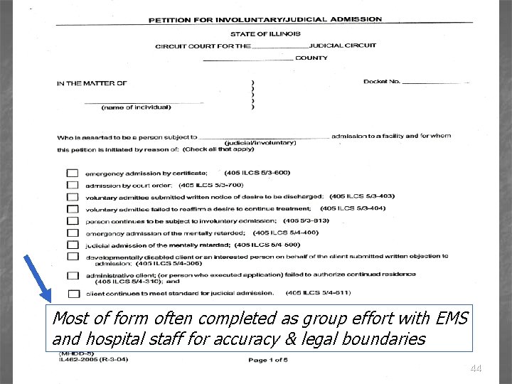 Most of form often completed as group effort with EMS and hospital staff for
