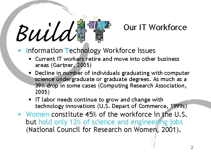 Our IT Workforce § Information Technology Workforce issues § Current IT workers retire and
