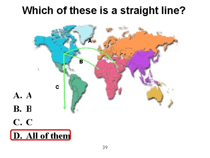 Which of these is a straight line? A B A. B. C. D. C