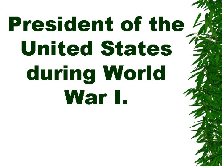 President of the United States during World War I. 