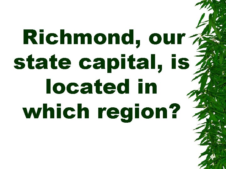 Richmond, our state capital, is located in which region? 