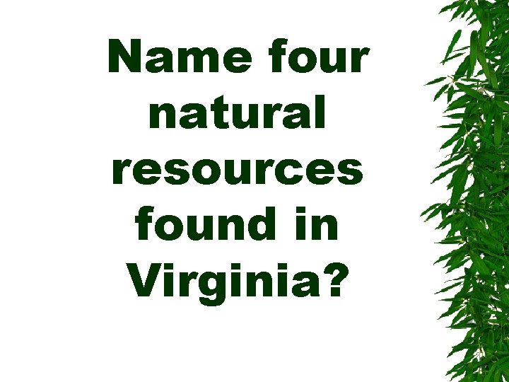 Name four natural resources found in Virginia? 