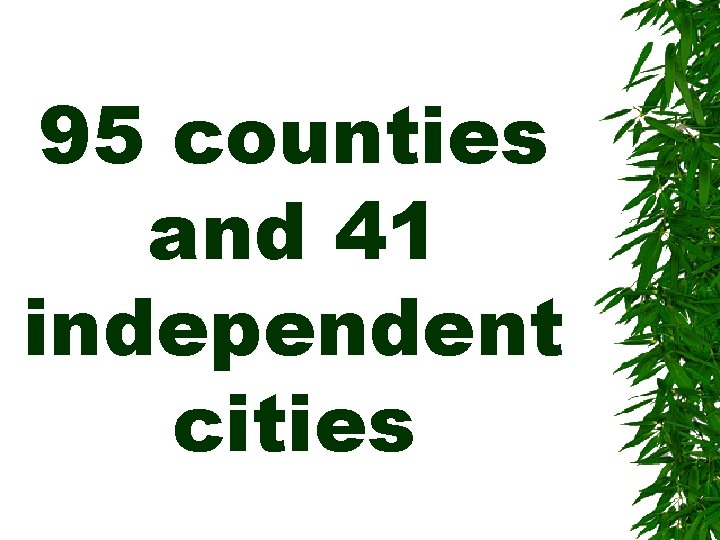 95 counties and 41 independent cities 