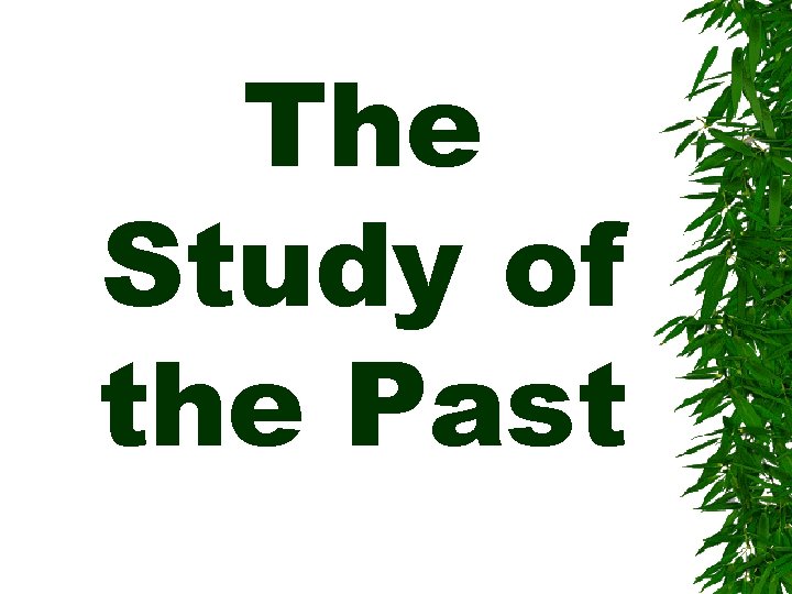 The Study of the Past 