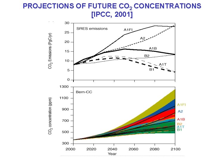 PROJECTIONS OF FUTURE CO 2 CONCENTRATIONS [IPCC, 2001] 