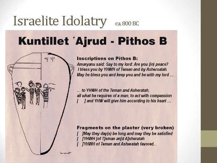 Israelite Idolatry ca. 800 BC 