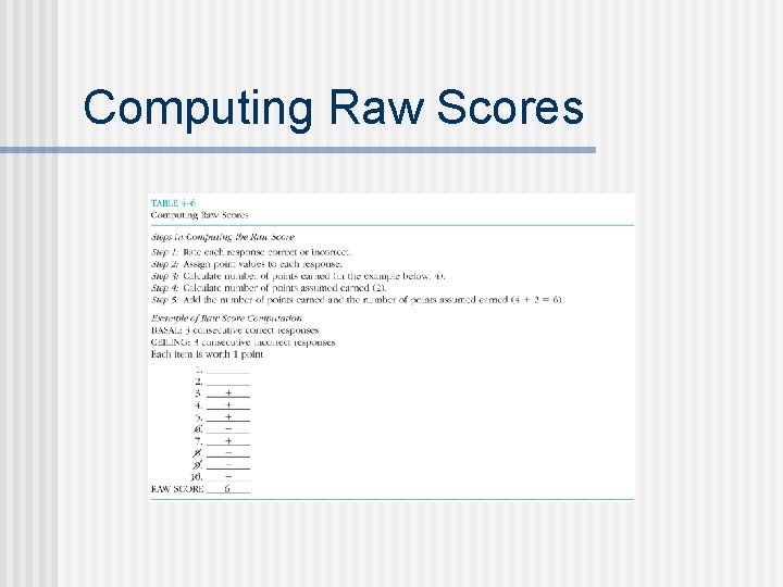 Computing Raw Scores 