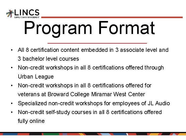 Program Format • All 8 certification content embedded in 3 associate level and 3