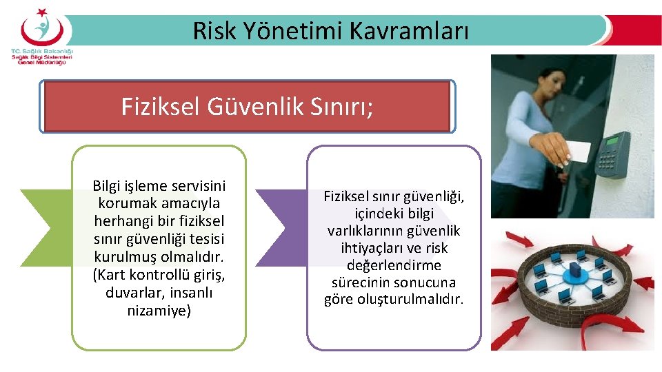 Risk Yönetimi Kavramları Fiziksel Güvenlik Sınırı; Bilgi işleme servisini korumak amacıyla herhangi bir fiziksel