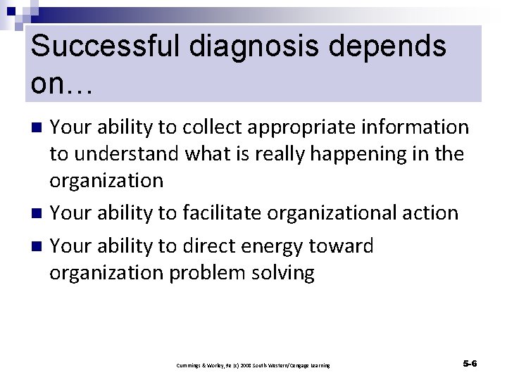Successful diagnosis depends on… Your ability to collect appropriate information to understand what is