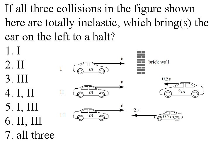 If all three collisions in the figure shown here are totally inelastic, which bring(s)