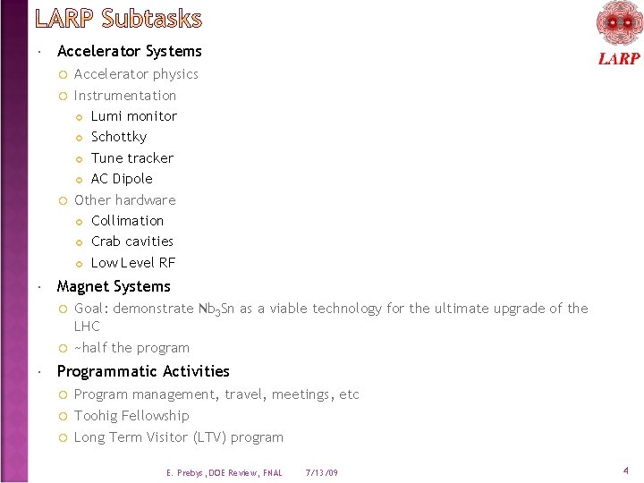  Accelerator Systems Accelerator physics Instrumentation Lumi monitor Schottky Tune tracker AC Dipole Other