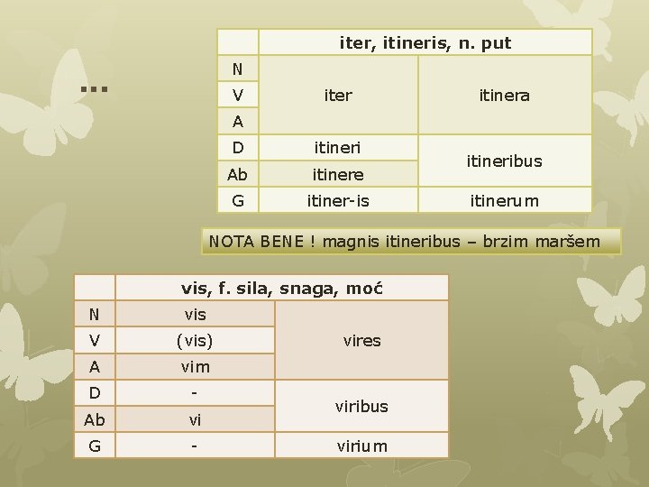 iter, itineris, n. put N . . . V iter itinera A D itineri iter, itineris, n. put N . . . V iter itinera A D itineri