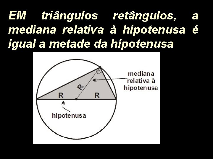 6. (Uem EM triângulos retângulos, a mediana relativa à hipotenusa é igual a metade