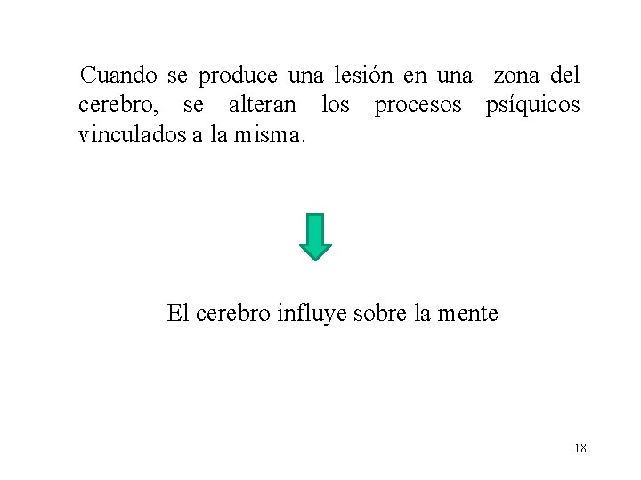 Cuando se produce una lesión en una zona del cerebro, se alteran los procesos