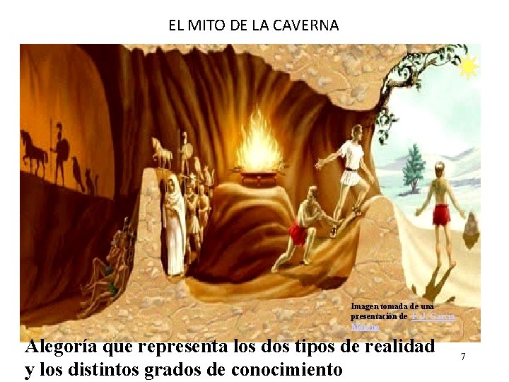 EL MITO DE LA CAVERNA Imagen tomada de una presentación de F. J. García