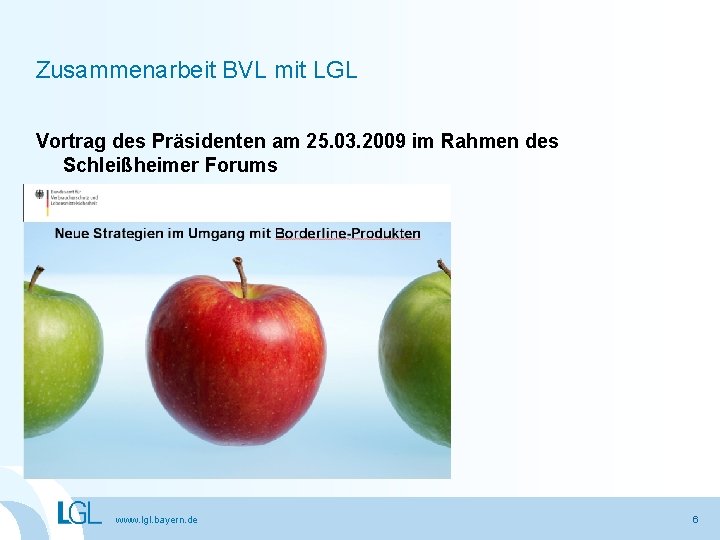 Zusammenarbeit BVL mit LGL Vortrag des Präsidenten am 25. 03. 2009 im Rahmen des