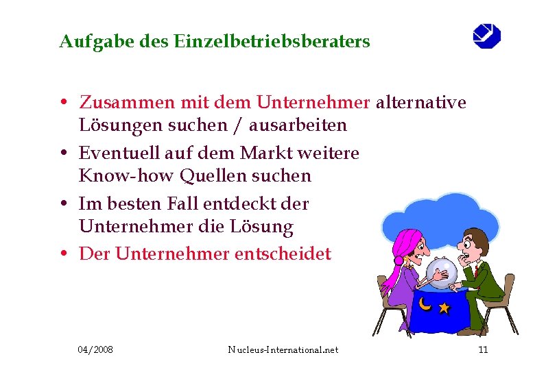 Aufgabe des Einzelbetriebsberaters • Zusammen mit dem Unternehmer alternative Lösungen suchen / ausarbeiten •