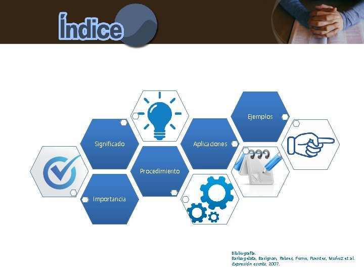 Ejemplos Aplicaciones Significado Procedimiento Importancia Bibliografía: Barbagelata, Basignan, Fabres, Forno, Fuentes, Muñoz et al.
