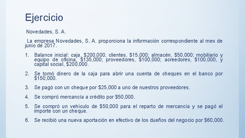 Ejercicio Novedades, S. A. La empresa Novedades, S. A. proporciona la información correspondiente al