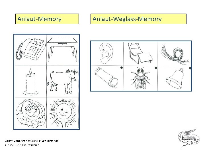 Anlaut-Memory Jobst-vom-Brandt-Schule Waldershof Grund- und Hauptschule Anlaut-Weglass-Memory 