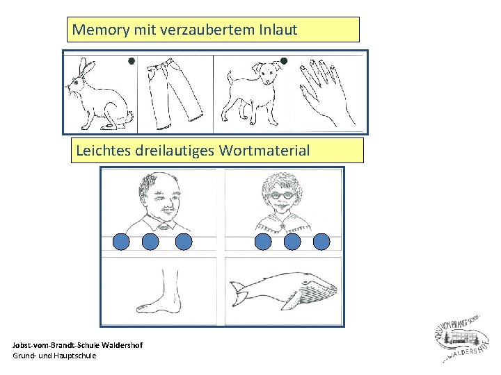 Memory mit verzaubertem Inlaut Leichtes dreilautiges Wortmaterial Jobst-vom-Brandt-Schule Waldershof Grund- und Hauptschule 