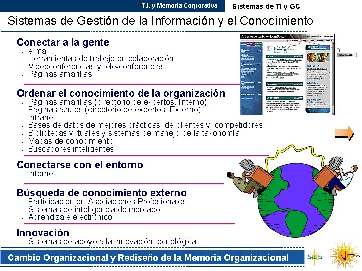  • T. I. y Memoria Corporativa Sistemas de TI y GC Sistemas de