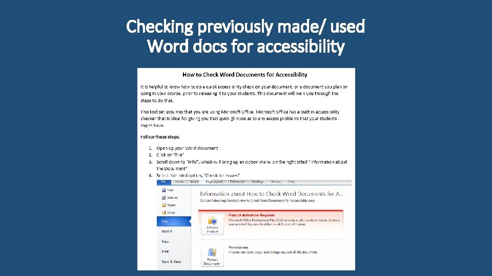 Checking previously made/ used Word docs for accessibility 