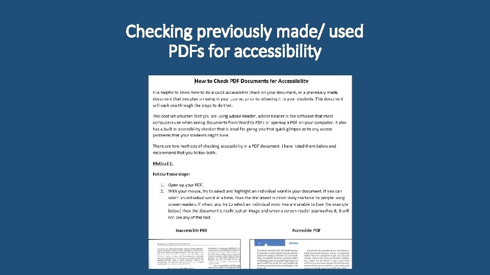 Checking previously made/ used PDFs for accessibility 