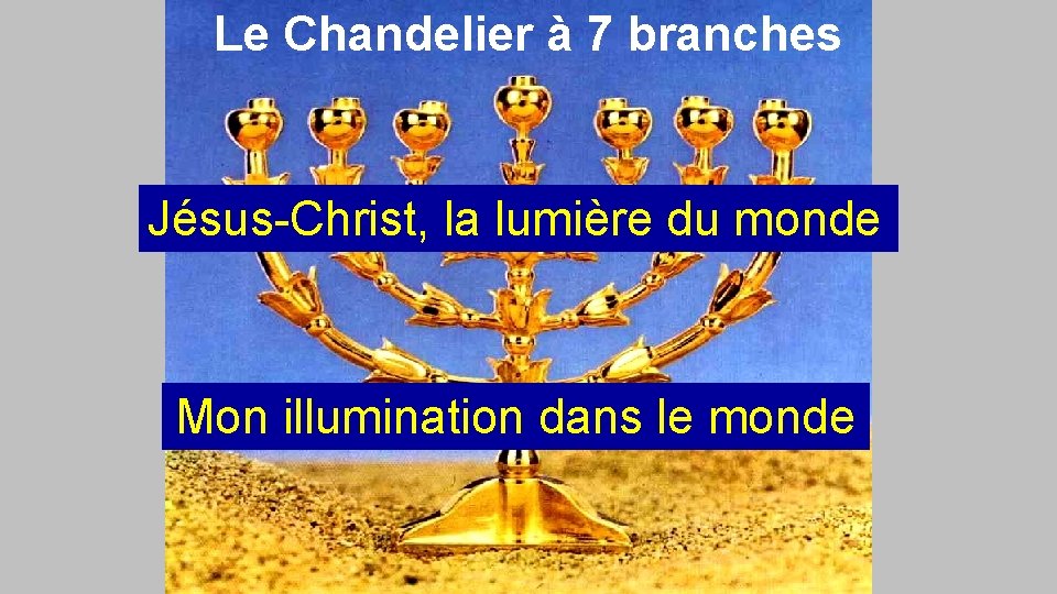 Le Chandelier à 7 branches Jésus-Christ, la lumière du monde Mon illumination dans le