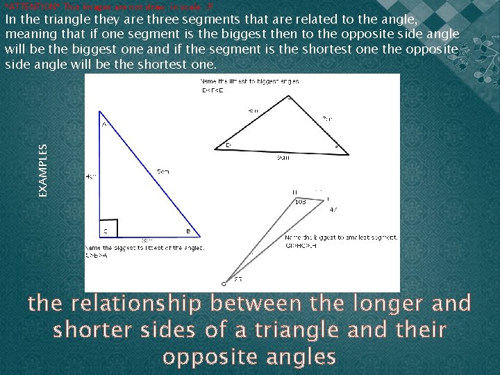*ATTENTION* This Images are not draw in scale : P EXAMPLES In the triangle