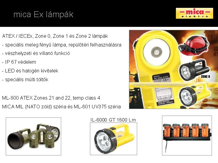 mica Ex lámpák ATEX / IECEx, Zone 0, Zone 1 és Zone 2 lámpák