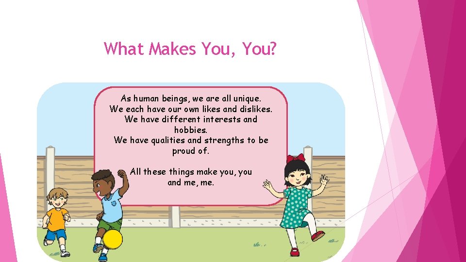 What Makes You, You? As human beings, we are all unique. We each have