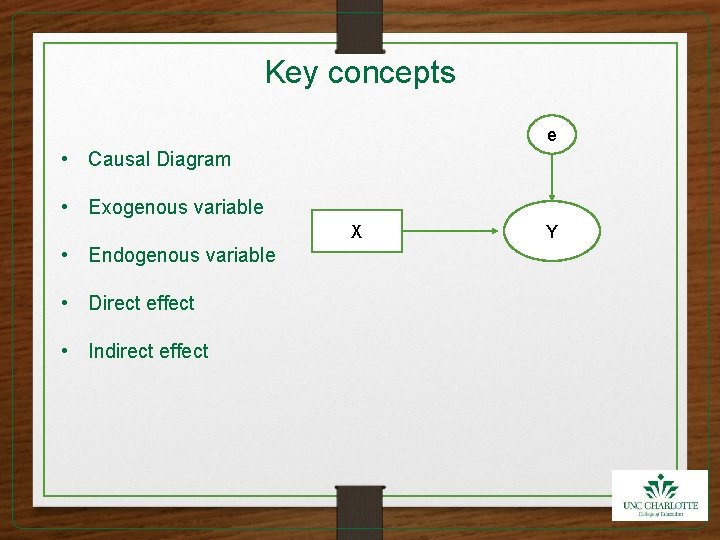 Key concepts e • Causal Diagram • Exogenous variable X • Endogenous variable •