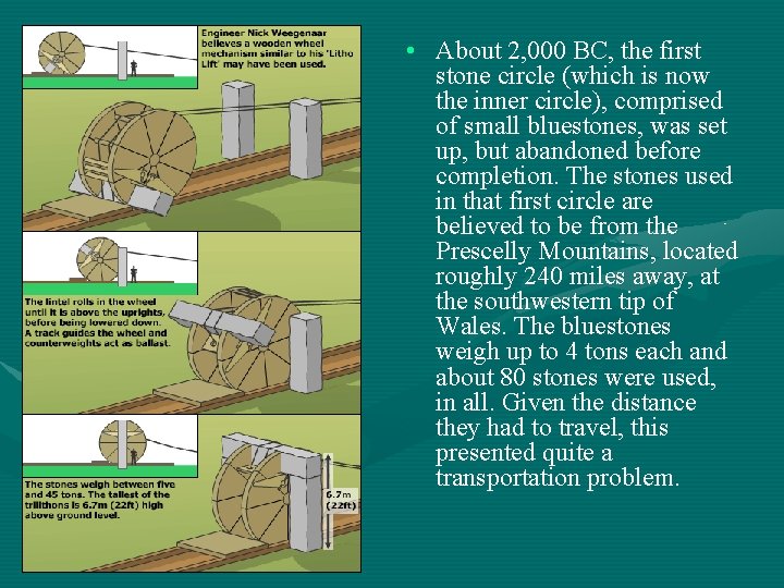  • About 2, 000 BC, the first stone circle (which is now the