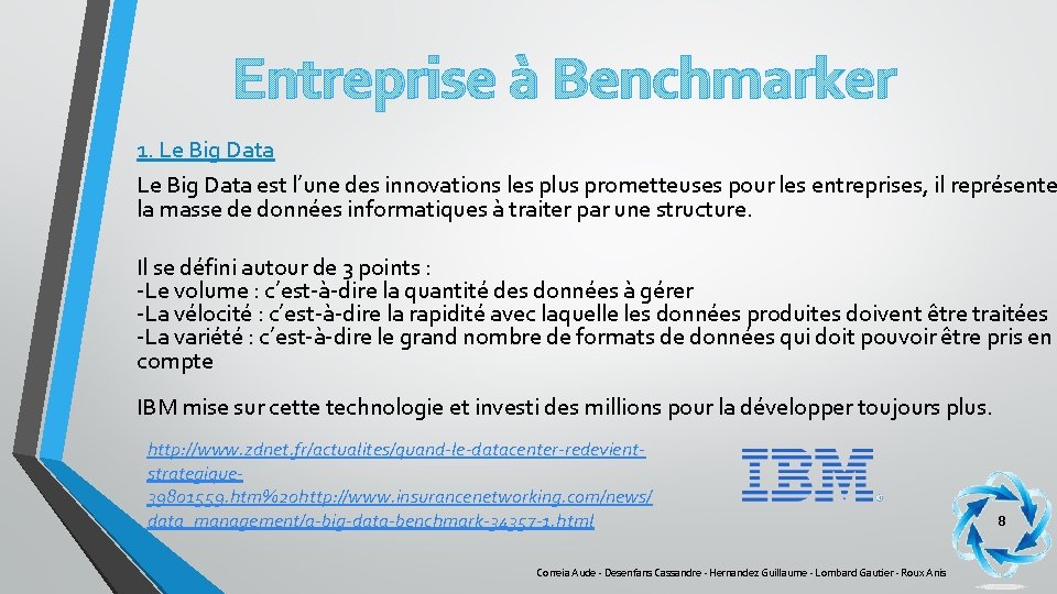 Entreprise à Benchmarker 1. Le Big Data est l’une des innovations les plus prometteuses