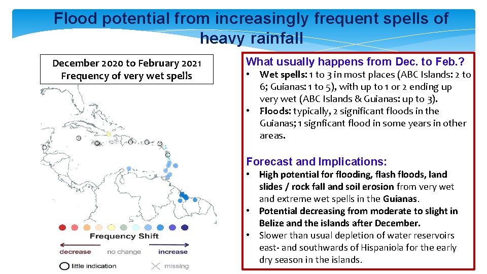 Flood potential from increasingly frequent spells of heavy rainfall December 2020 to February 2021