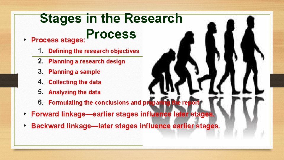  • Stages in the Research Process stages: 1. 2. 3. 4. 5. 6.