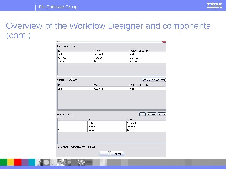 IBM Software Group Overview of the Workflow Designer and components (cont. ) 