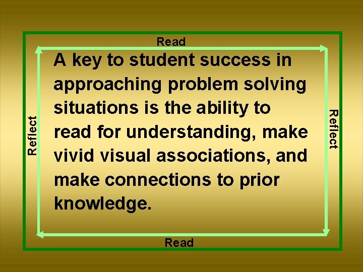 A key to student success in approaching problem solving situations is the ability to
