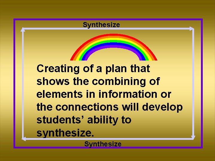 Synthesize Creating of a plan that shows the combining of elements in information or