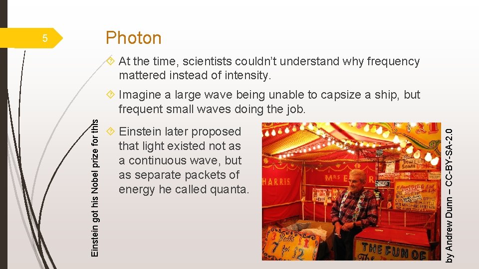 Photon 5 At the time, scientists couldn’t understand why frequency mattered instead of intensity.