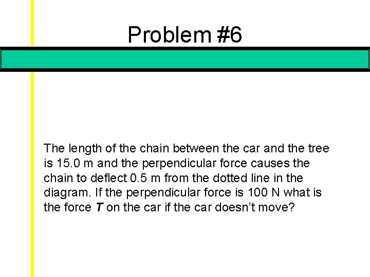 Problem #6 The length of the chain between the car and the tree is